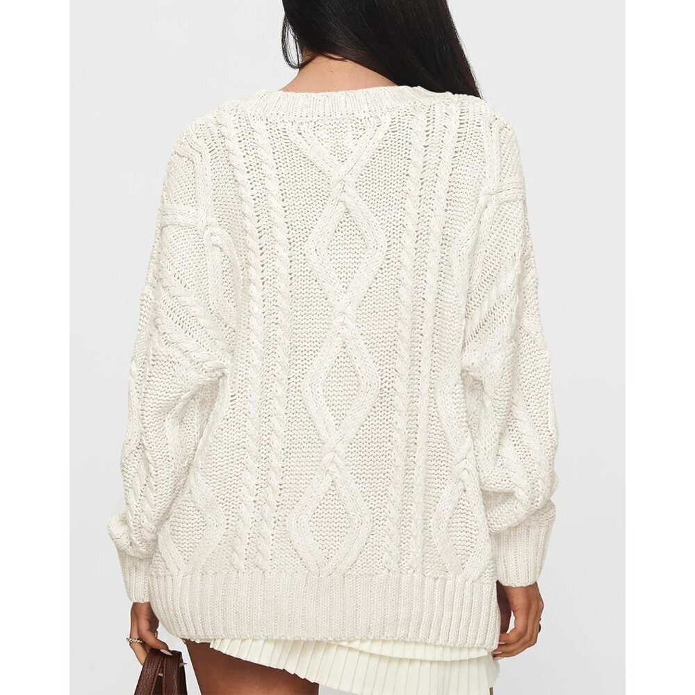 Women Long Sleeve Sweater Ribbed Knit Crewneck Fall Casual Cozy Pullover - Picture 6 of 6
